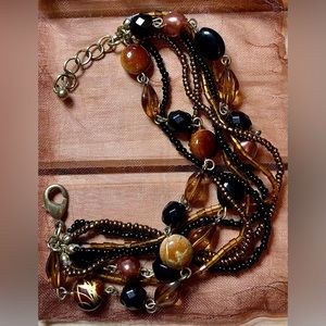 Lia Sophia  Interplay Brown & Black Beaded Bracelet, fits up to 8”
